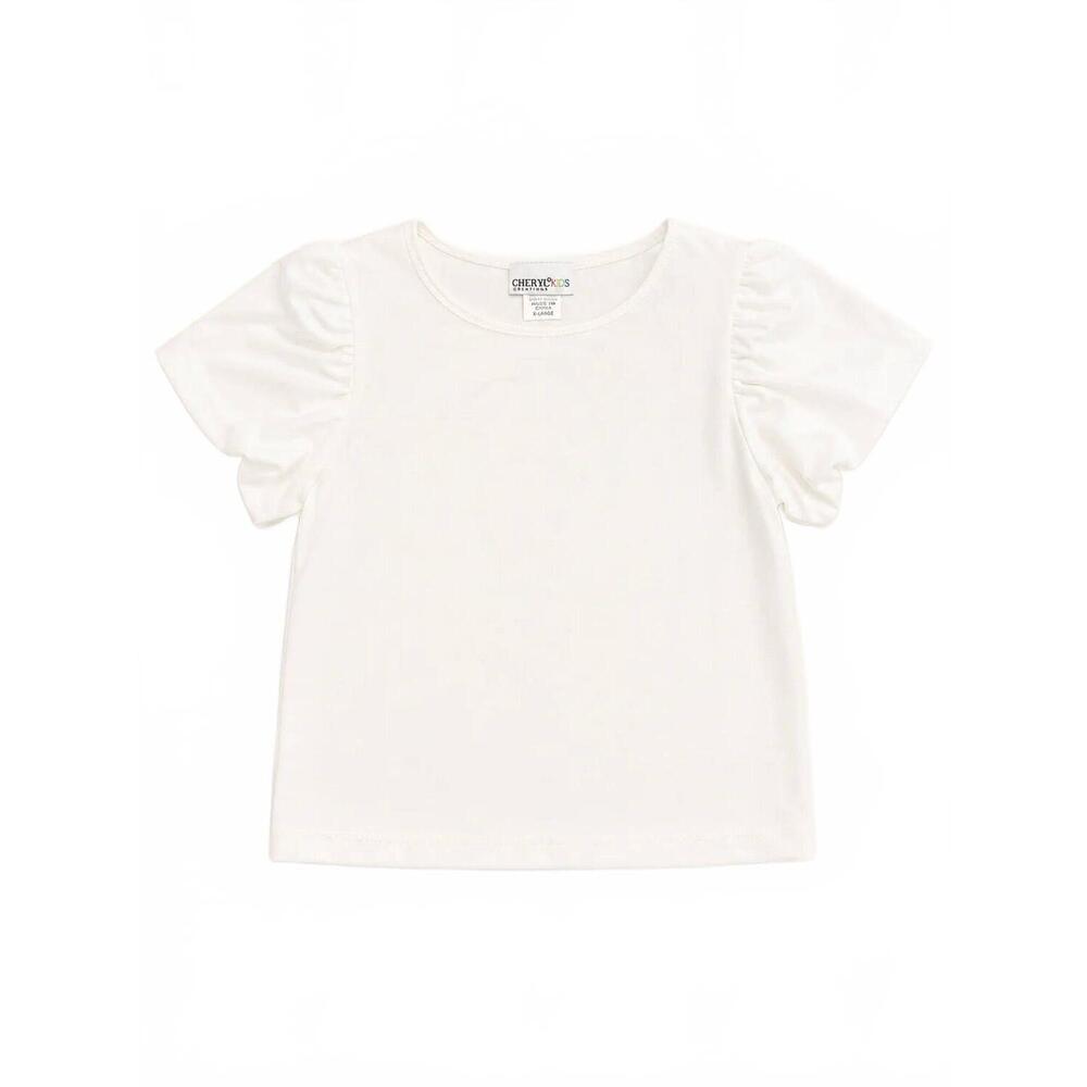 NEW CHERYL CREATIONS girl's bubble sleeve shirt in white